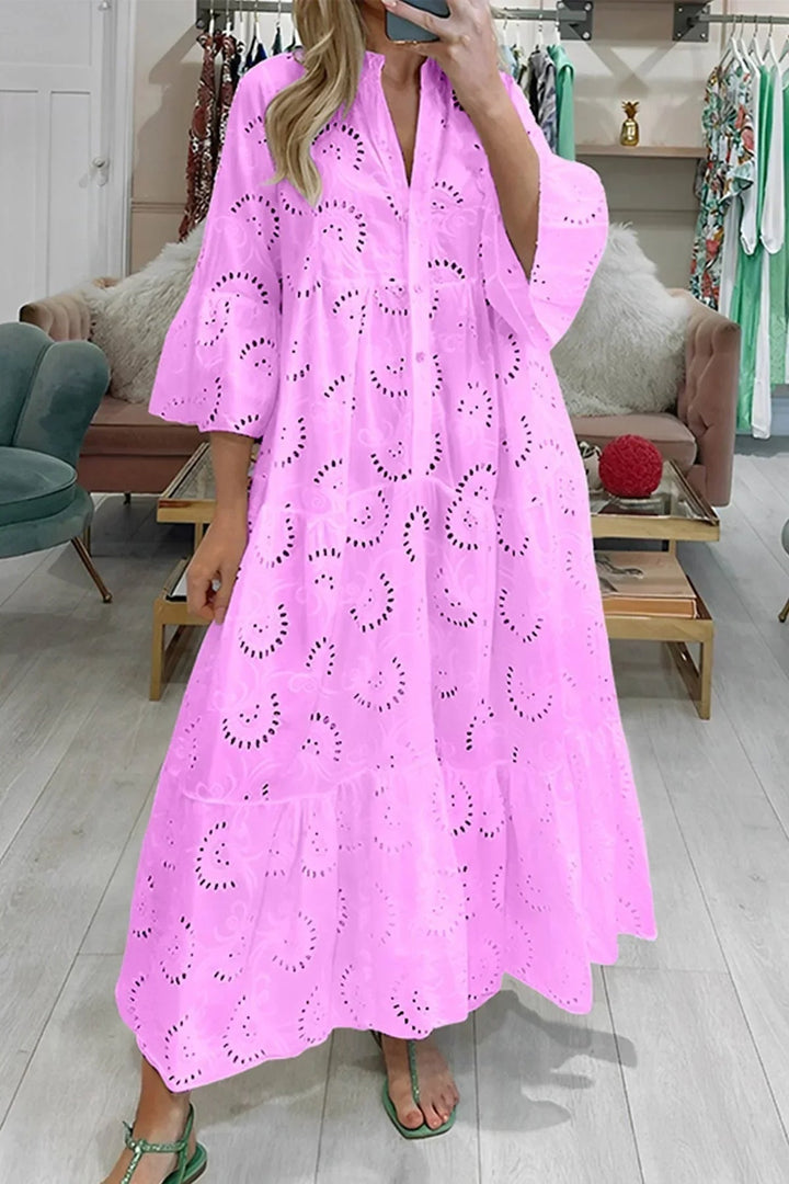 Gilma - Stilvolles Langes Kleid Mit V-ausschnitt