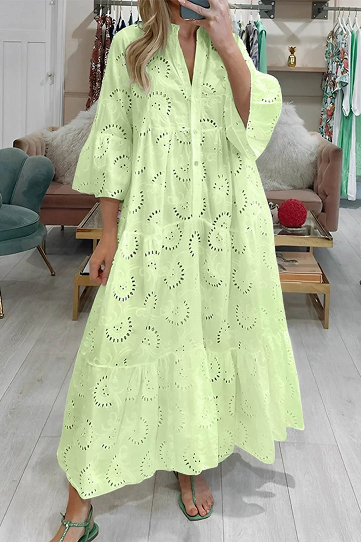Gilma - Stilvolles Langes Kleid Mit V-ausschnitt
