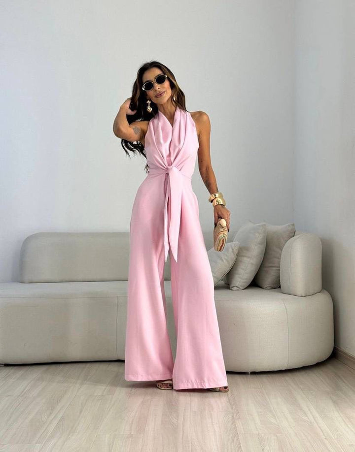 Kamwi - Eleganter Jumpsuit Mit Drapiertem Ausschnitt Und Weitem Bein