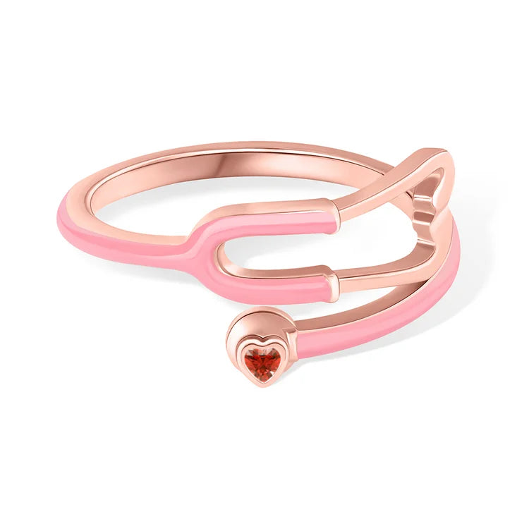 Caitleen – Stethoskop Ring Mit Herz Geburtsstein