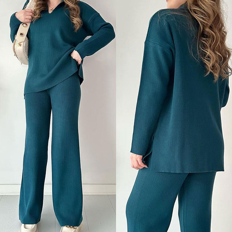 Alyana – Geripptes Gestricktes Zweiteiliges Lounge Set