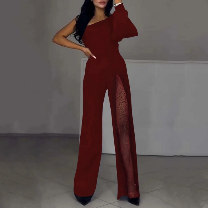 Azlina – Jumpsuit Mit Einer Schulter Und Ausgestelltem