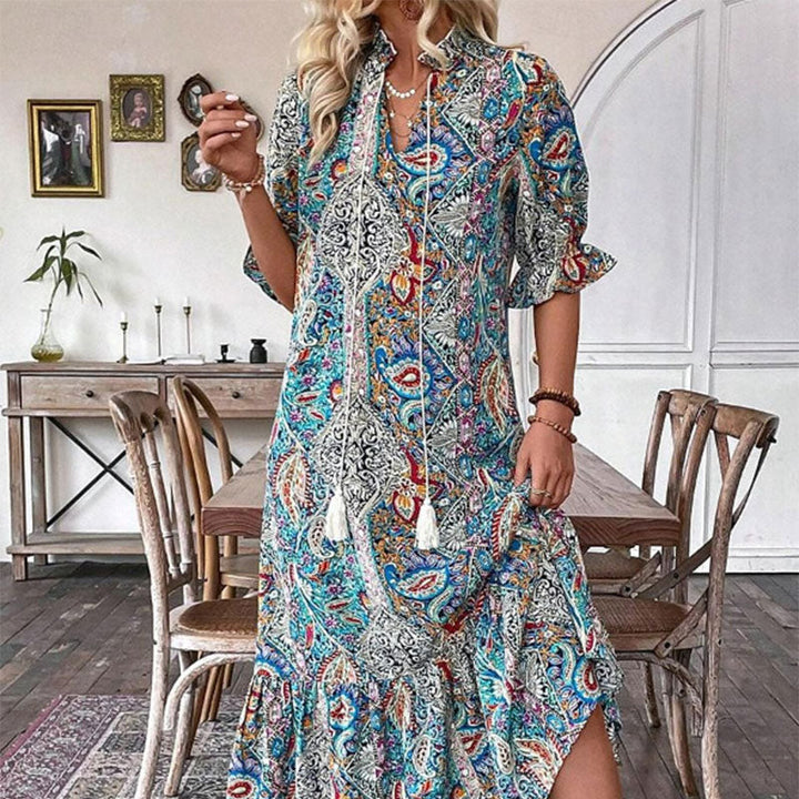 Aniy – Sommerkleid mit Blumenmuster und V-Ausschnitt