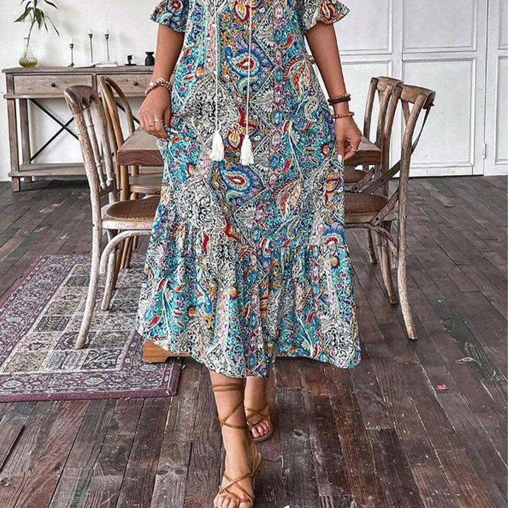 Aniy – Sommerkleid mit Blumenmuster und V-Ausschnitt