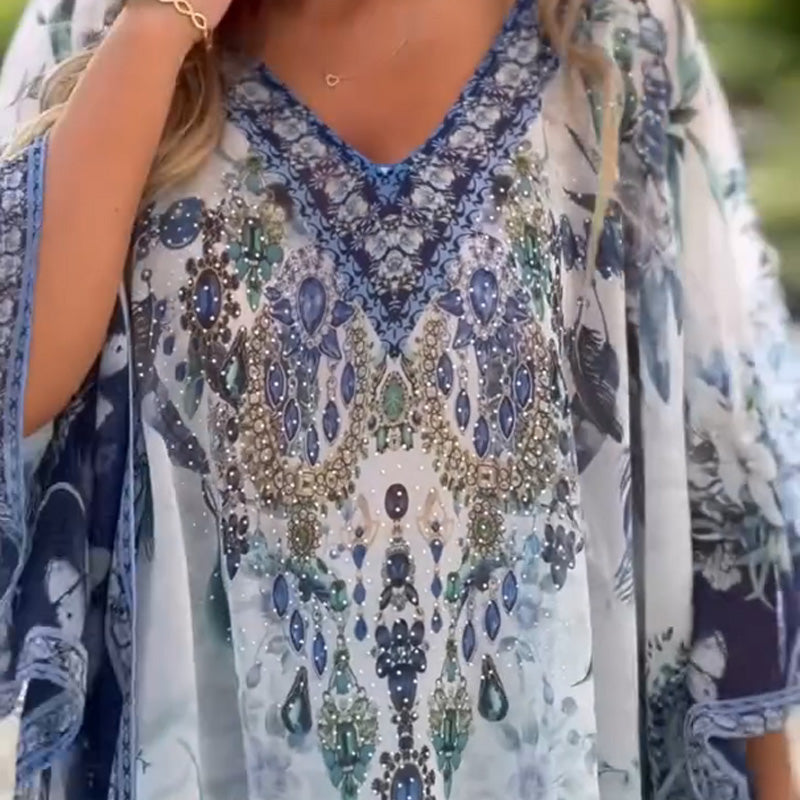 Joleena – Lockeres Kleid Mit V-Ausschnitt Und Asymmetrischem Schnitt