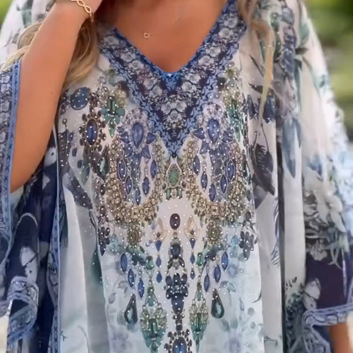 Joleena – Lockeres Kleid Mit V-Ausschnitt Und Asymmetrischem Schnitt