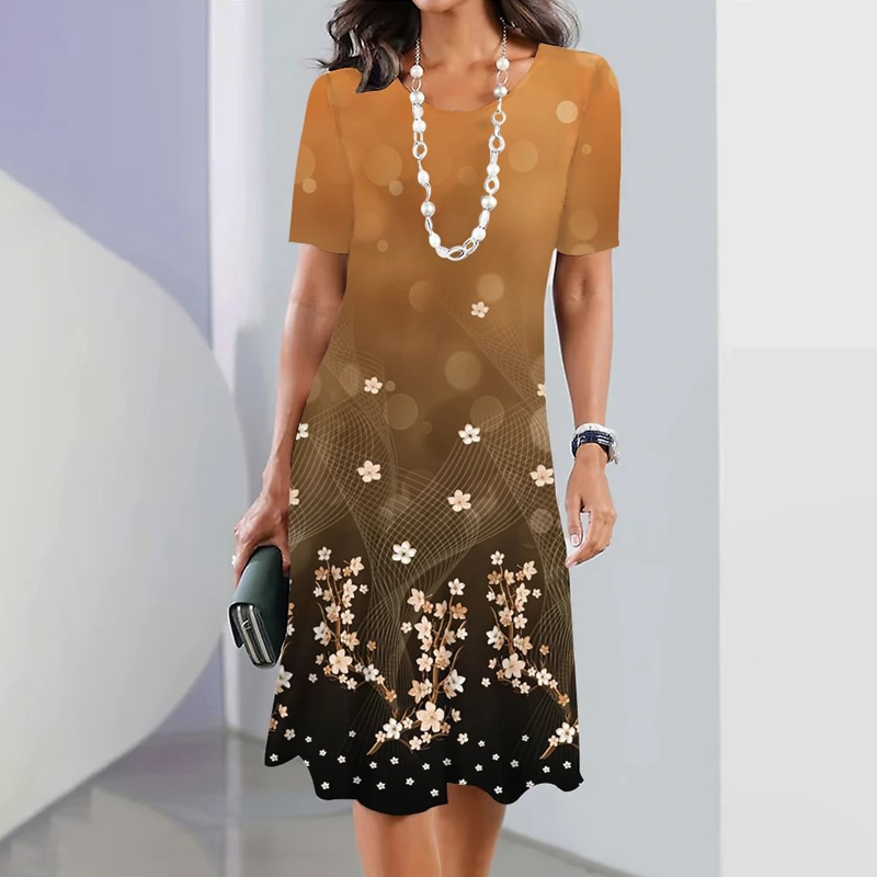 Ursulla - Elegantes Kleid Mit Rundhalsausschnitt Und Blumenmuster