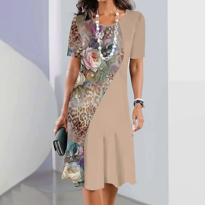Ursulla - Elegantes Kleid Mit Rundhalsausschnitt Und Blumenmuster