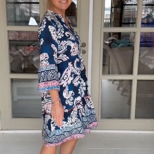Viloura – Kleid mit V-Ausschnitt und Blumenmuster