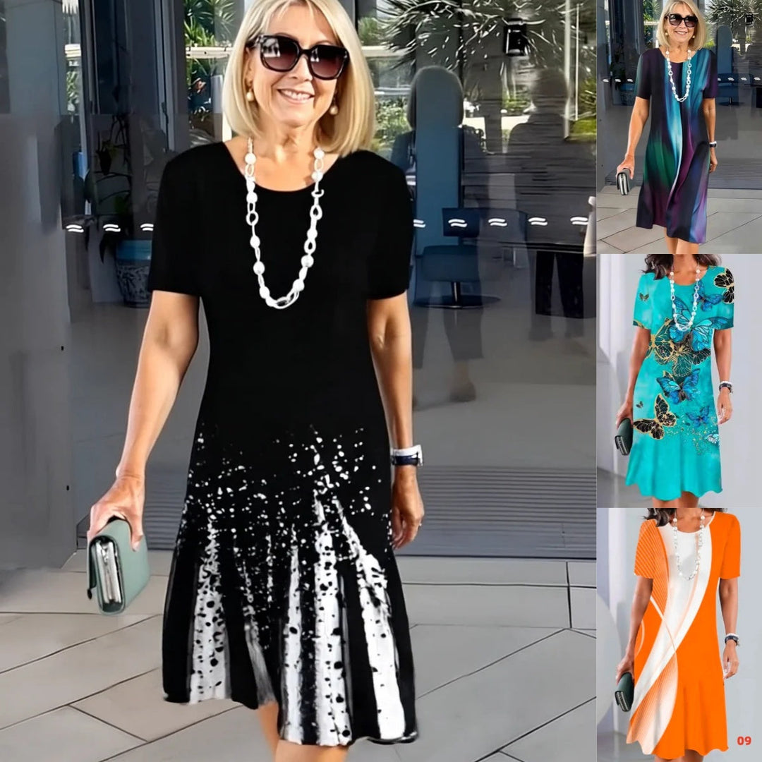 Lourah – Bedrucktes Midikleid Mit Falten