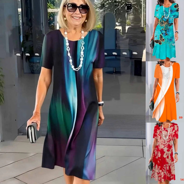 Lourah – Bedrucktes Midikleid Mit Falten
