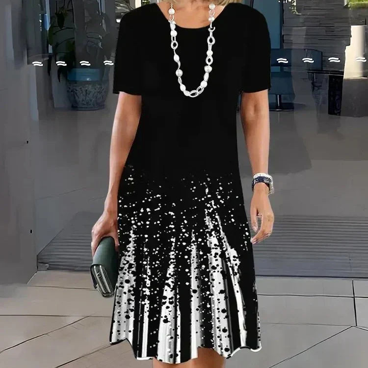 Lourah – Bedrucktes Midikleid Mit Falten