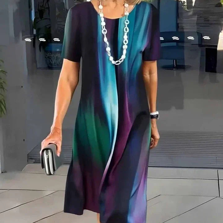 Lourah – Bedrucktes Midikleid Mit Falten
