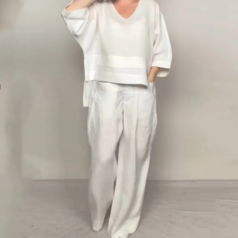 Louna - Eleganter Zweiteiliger Anzug Aus Baumwolle Und Leinen