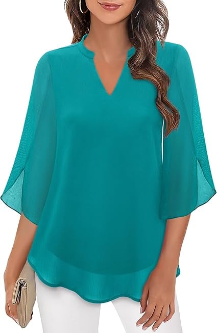Styliani – Chiffon Bluse Mit V-Ausschnitt