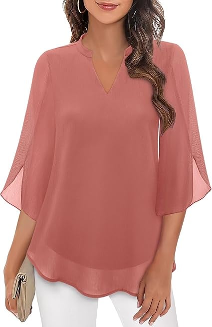 Styliani – Chiffon Bluse Mit V-Ausschnitt