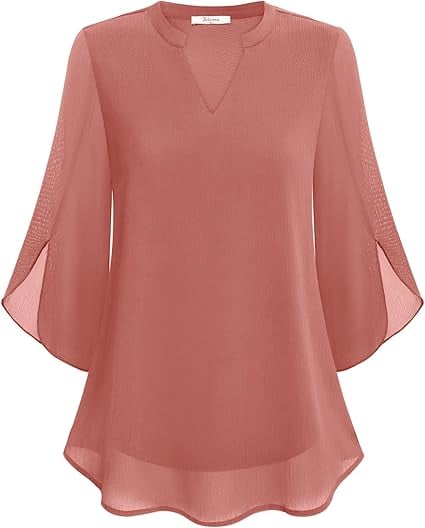 Styliani – Chiffon Bluse Mit V-Ausschnitt