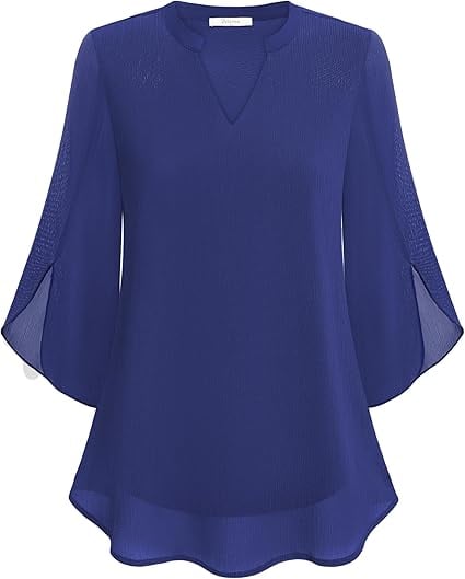 Styliani – Chiffon Bluse Mit V-Ausschnitt
