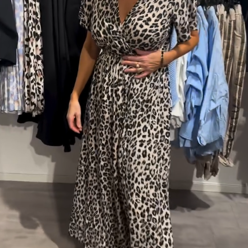 Sirina – Maxi Kleid Mit Leoparden Muster