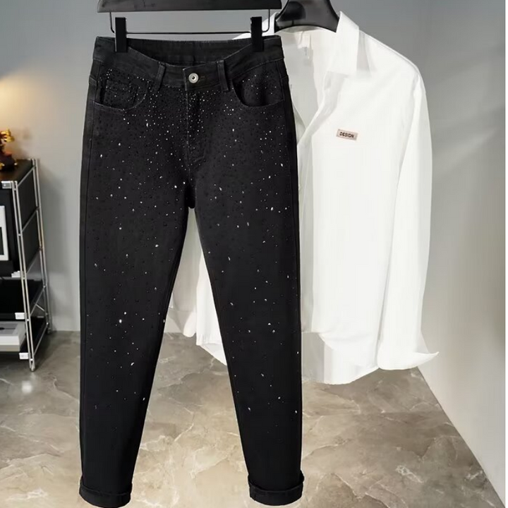 Jake – Schmal Geschnittene Jeans Mit Hoher Taille Und Strasssteinen