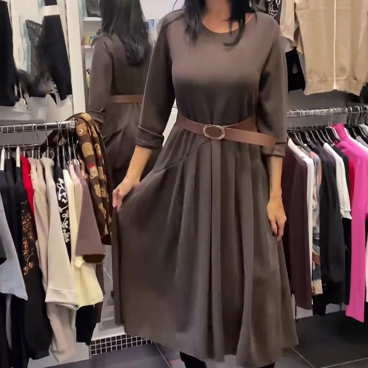 Jorjia – Lässiges Langes Kleid mit Rundhalsausschnitt