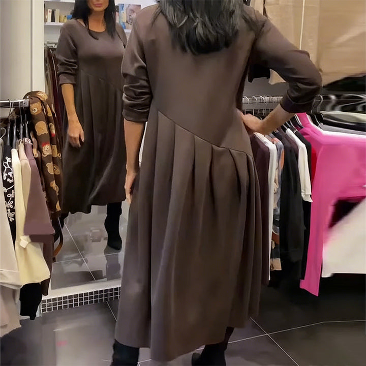 Jorjia – Lässiges Langes Kleid mit Rundhalsausschnitt