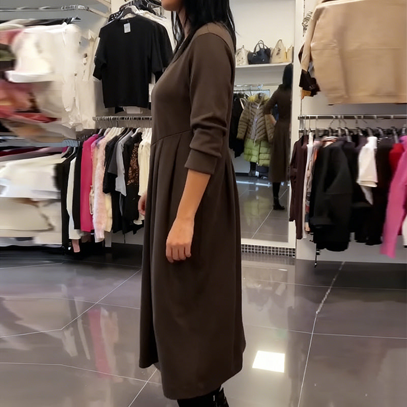 Jorjia – Lässiges Langes Kleid mit Rundhalsausschnitt