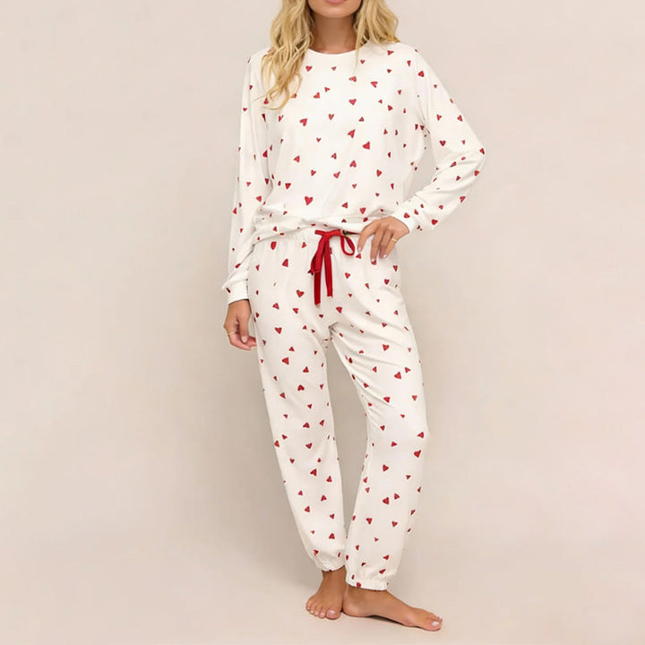 Rugile - Bequemes Pyjama Set Mit Herzmuster