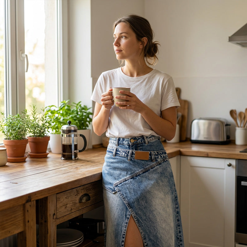 Iliza – Asymmetrischer, Gestufter Jeansrock Mit Schlitz