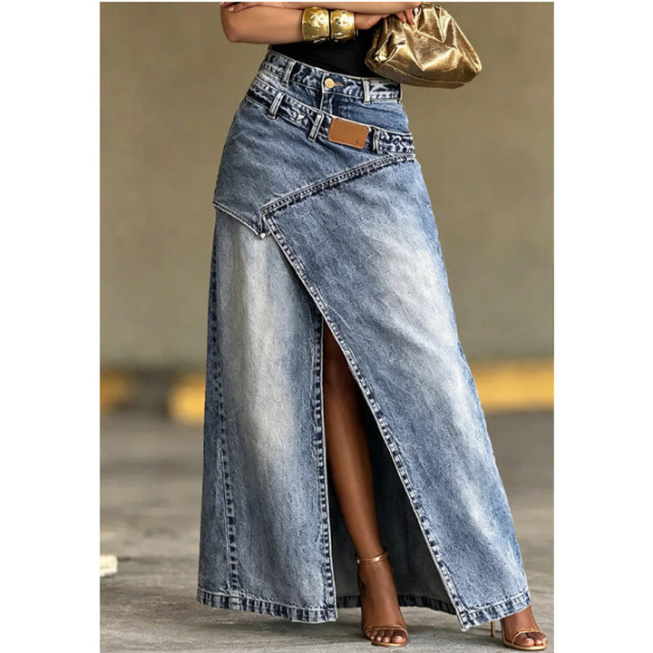Iliza – Asymmetrischer, Gestufter Jeansrock Mit Schlitz