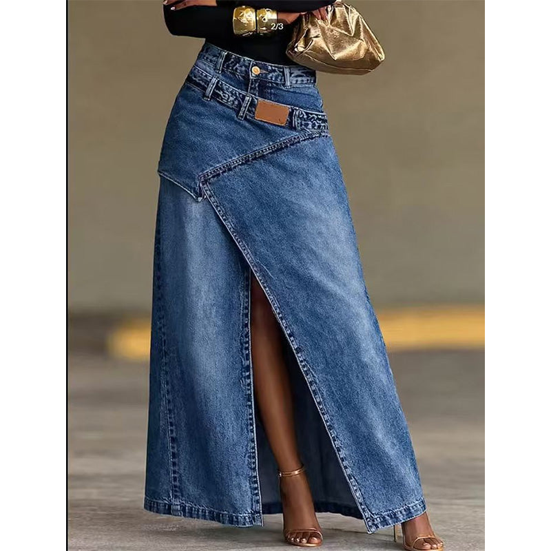 Iliza – Asymmetrischer, Gestufter Jeansrock Mit Schlitz