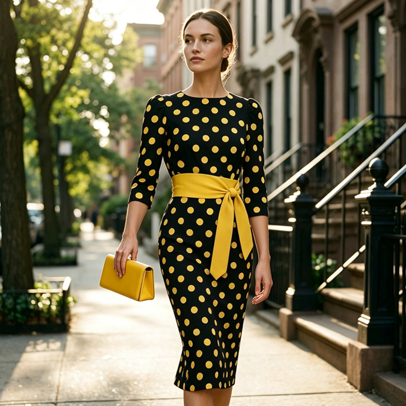 Konila – Elegantes Retro-Kleid Mit Polka-Punkte