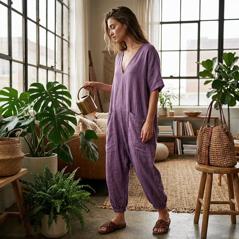 Maryem - Locker Sitzender Sommer Jumpsuit
