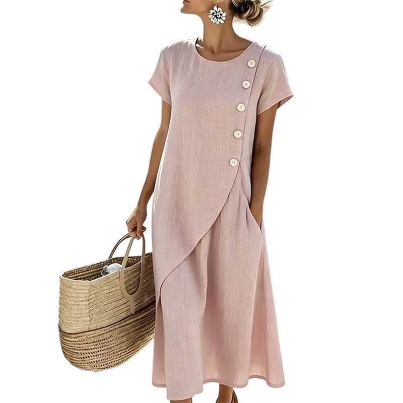 Alia - Elegantes Asymmetrisches Kleid Mit Rundhalsausschnitt