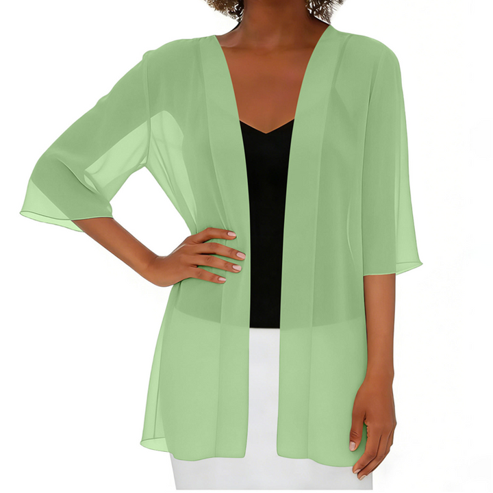 Paolaa - Leichte Transparente Offen Gewebte Strickjacke