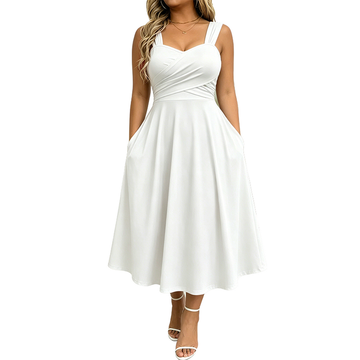 Katjaa - Elegantes Ärmelloses Kleid Mit Taschen