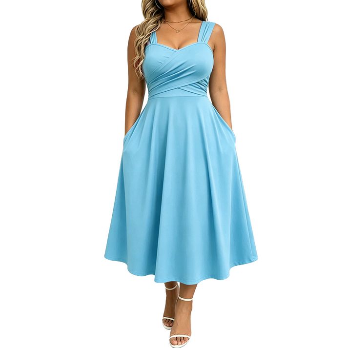 Katjaa - Elegantes Ärmelloses Kleid Mit Taschen