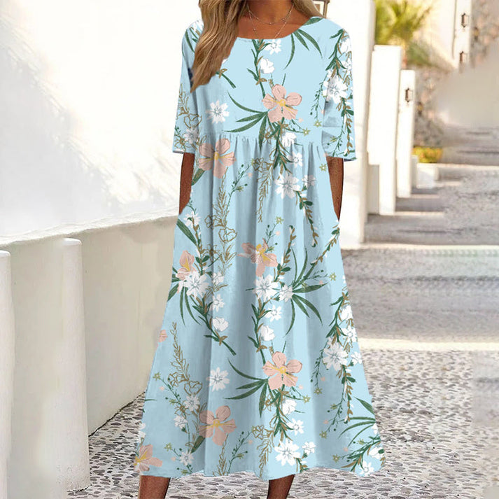 Saadia - Kurzärmeliges Kleid Mit Aufdruck und Tasche
