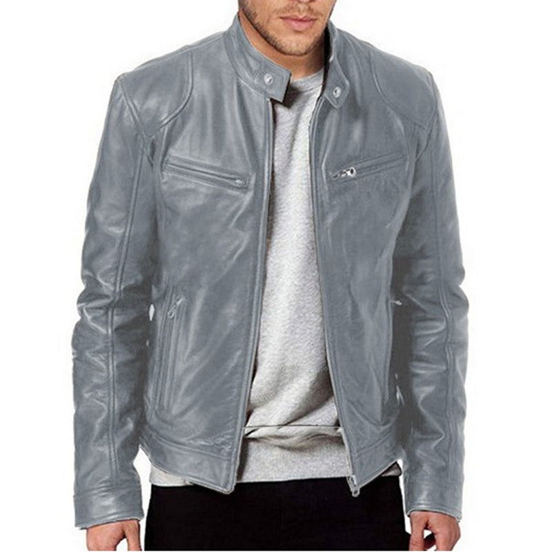 Emanual – Lederjacke mit Stehkragen und Reißverschluss