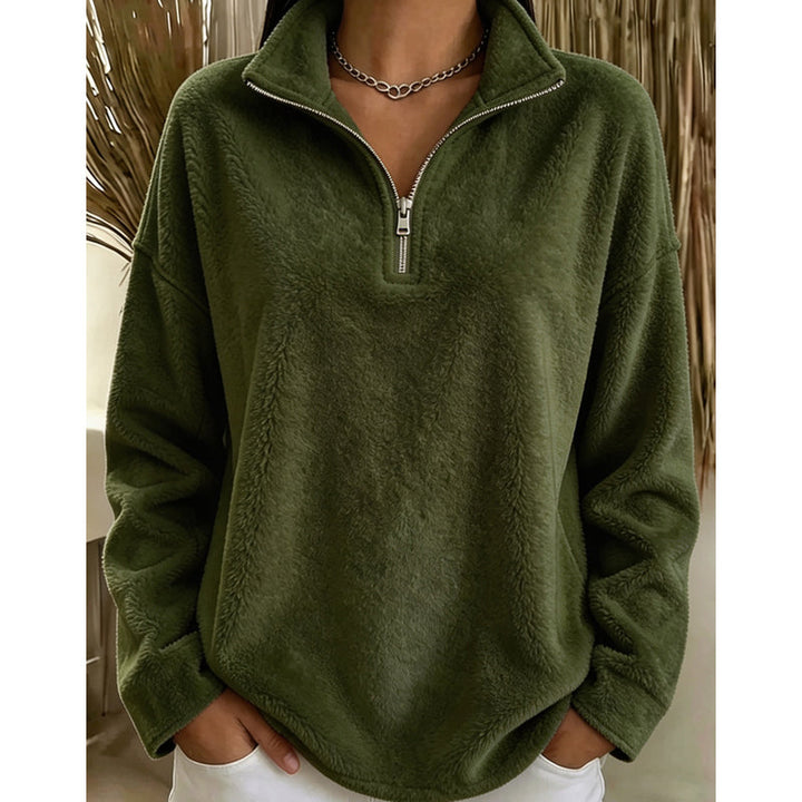 Akino – Fleece Pullover mit Halbem Reißverschluss Und Kragen
