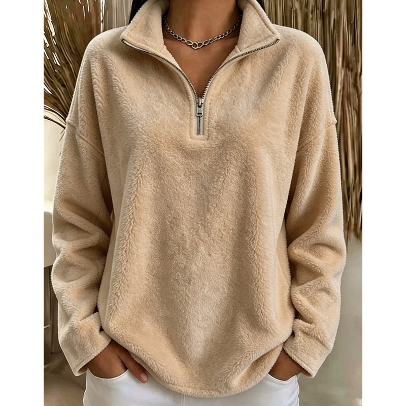 Akino – Fleece Pullover mit Halbem Reißverschluss Und Kragen