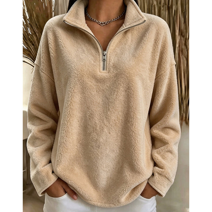 Akino – Fleece Pullover mit Halbem Reißverschluss Und Kragen