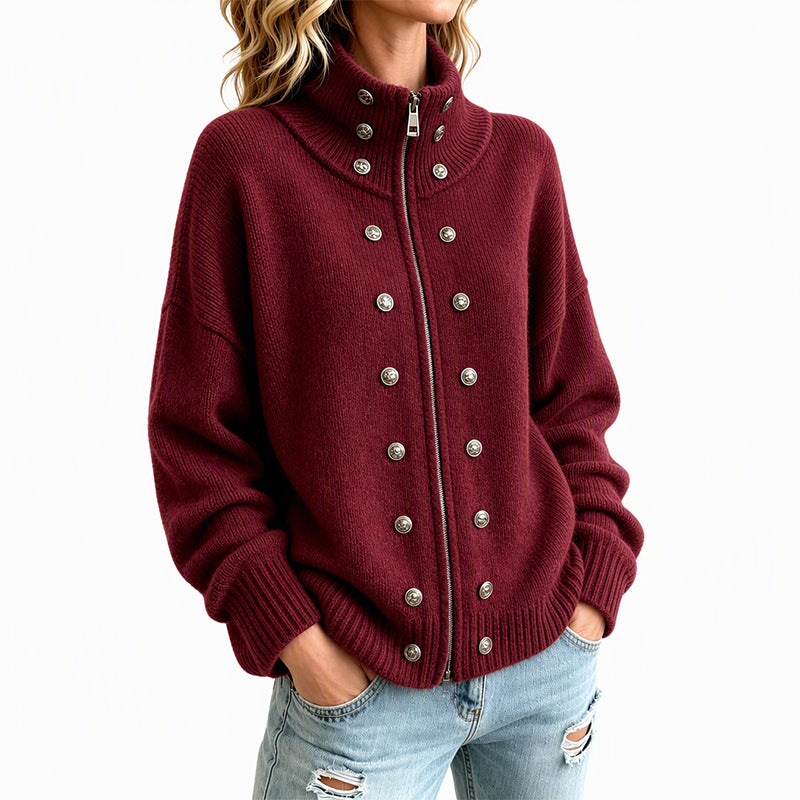 Ezgia – Strickjacke Mit Zierknopf