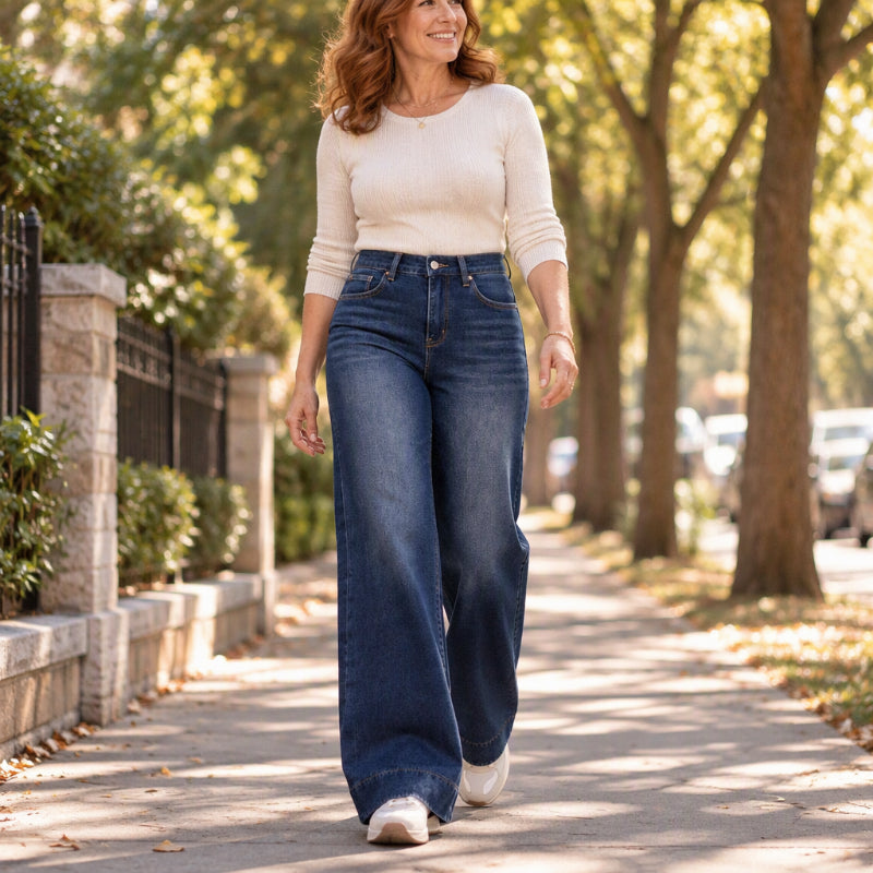 Naryna – Jeans mit Weitem Bein und Hoher Taille