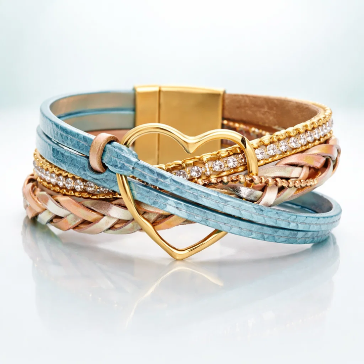 Reyn – Lederarmband mit Herzanhänger in Lagenoptik