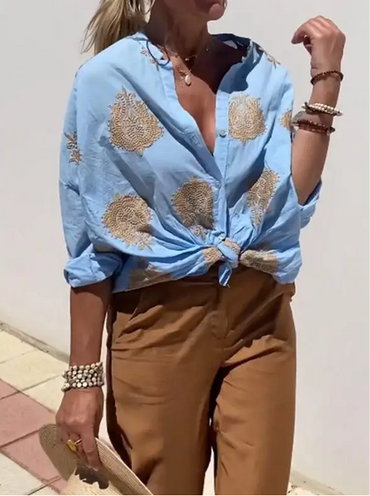 Maarja – Locker Sitzende Bluse Mit Stickerei