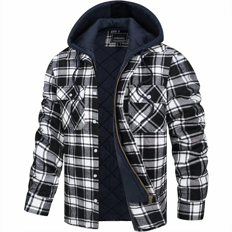 Nadav - Elegante Warme Kapuzen Jacke Mit Langen Ärmeln Und Knöpfen