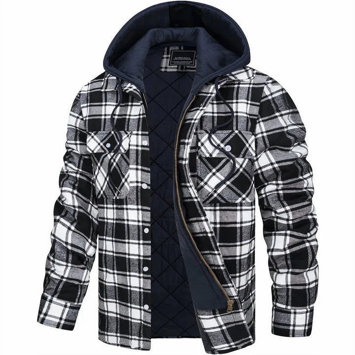 Nadav - Elegante Warme Kapuzen Jacke Mit Langen Ärmeln Und Knöpfen