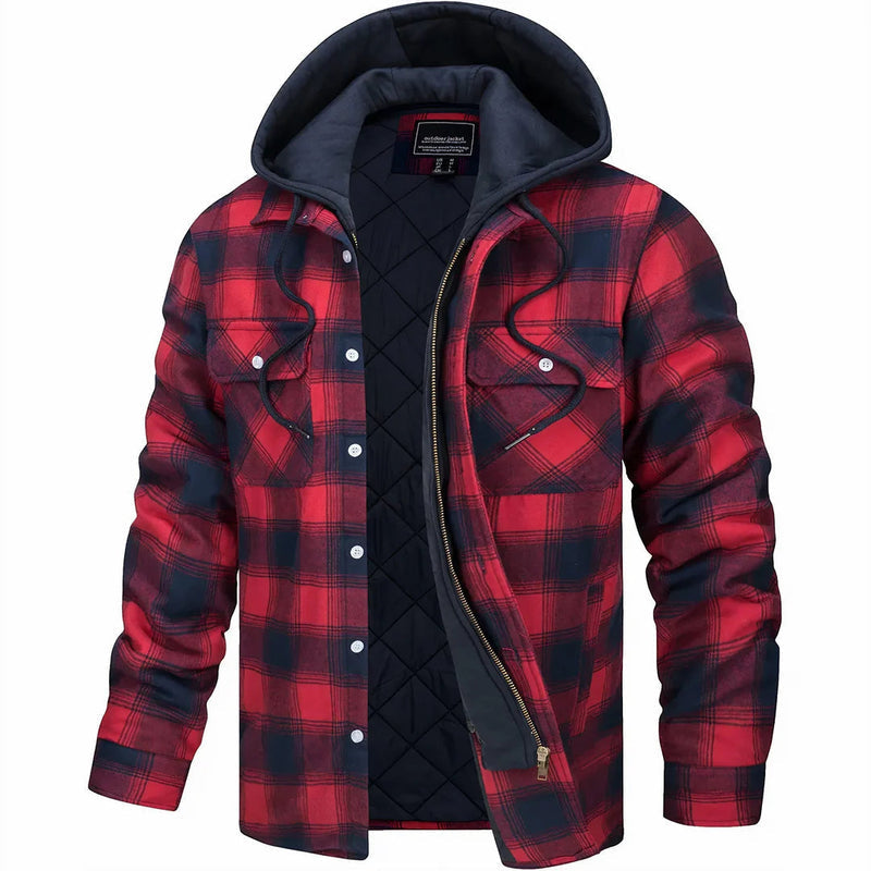 Nadav - Elegante Warme Kapuzen Jacke Mit Langen Ärmeln Und Knöpfen
