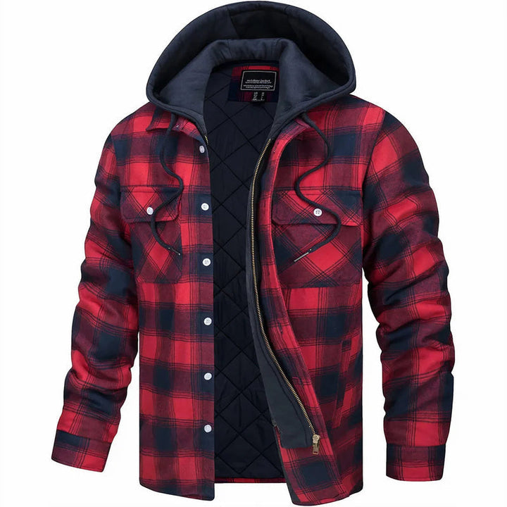 Nadav - Elegante Warme Kapuzen Jacke Mit Langen Ärmeln Und Knöpfen